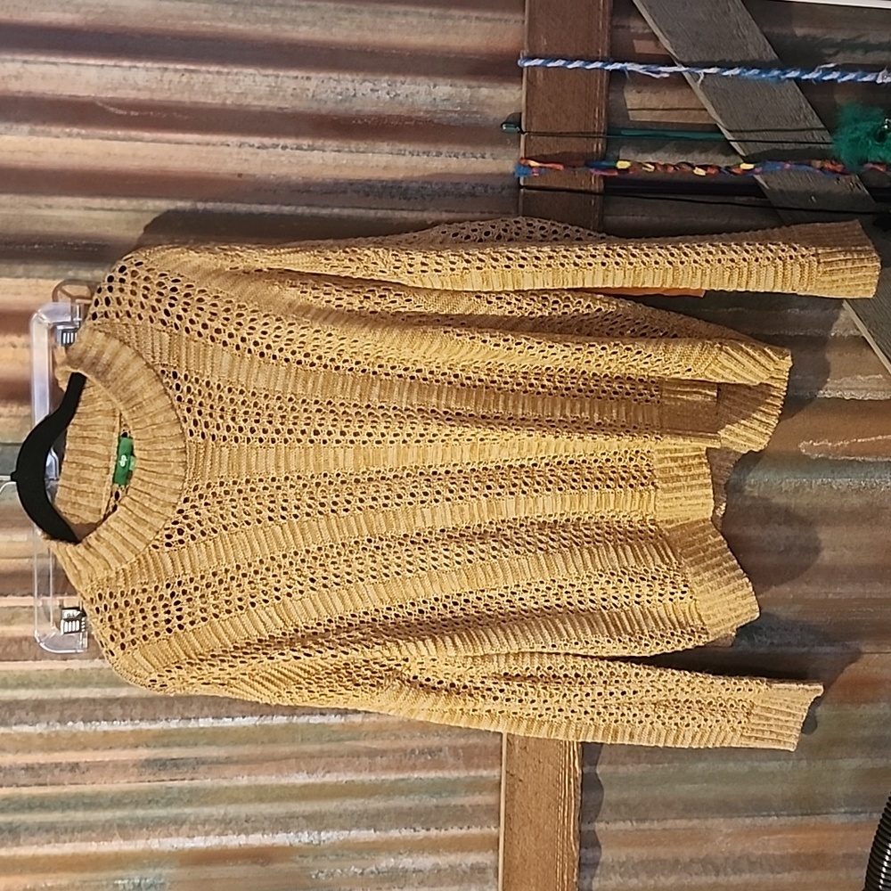 DIP golden brown open crochet sweater